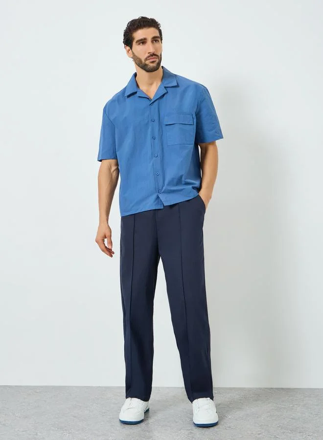 Take Two Men Navy Blue Relaxed Fit Pants